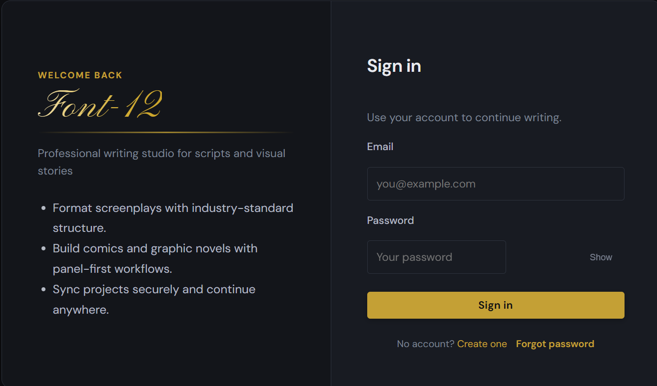 Screenshot of the Font 12 typography web app